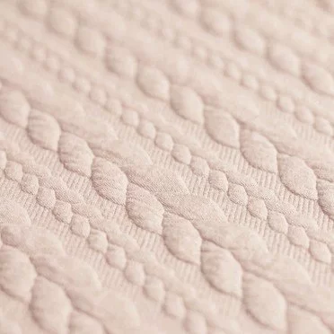 Tessuto In Maglia Motivo a Treccia Beige Chiaro - (Tessuti Moda)