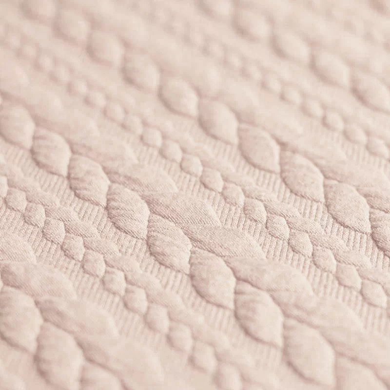 Gebreide Kabel Jacquard Stof Licht Beige