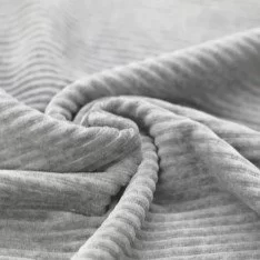 Tessuto Jersey Velluto a Coste Grande Grigio Chiaro Melange