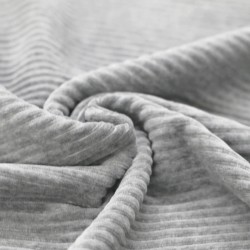 Tessuto Jersey Velluto a Coste Grande Grigio Chiaro Melange