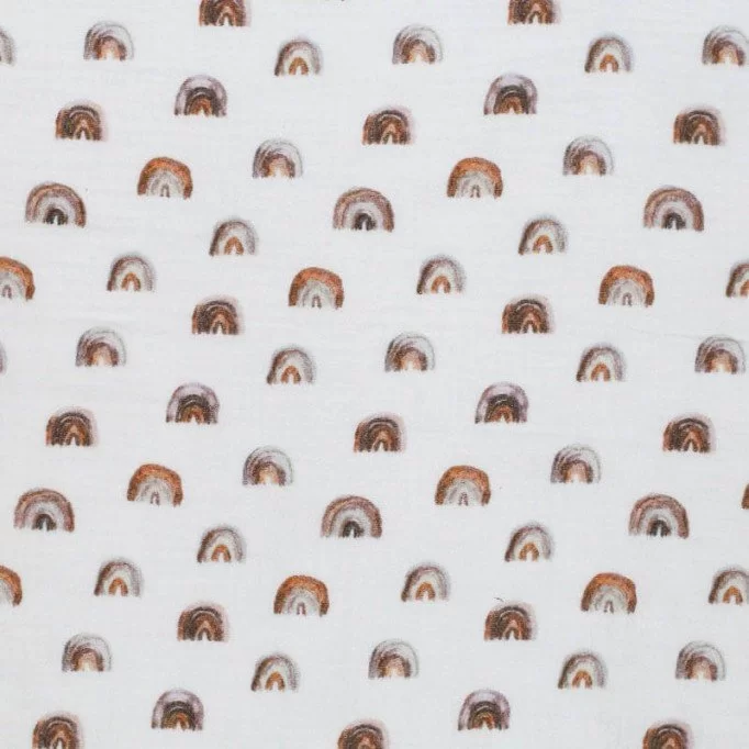 Tissu Double Gaze Impression Numérique - Mini Arc En Ciel Brun Clair | Rijs Textiles Tissu Double Gaze Impression Numérique - Mini Arc En Ciel Brun Clair - (Vente De Tissu Au Mètre)