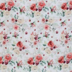 Baumwoll Musselin Stoff Digital - Rose Blume