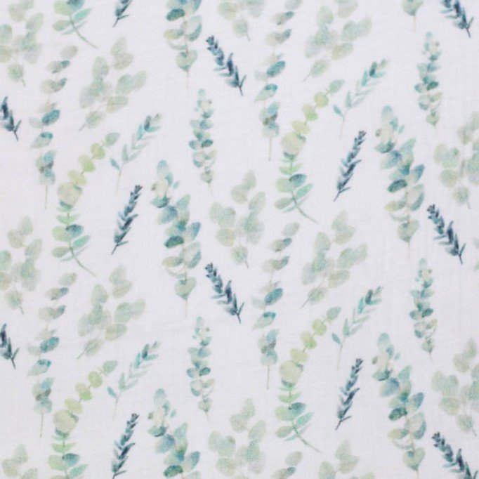Hydrofiel Stof Digitale Print - Eucalyptus Plant - (Kinderstoffen)