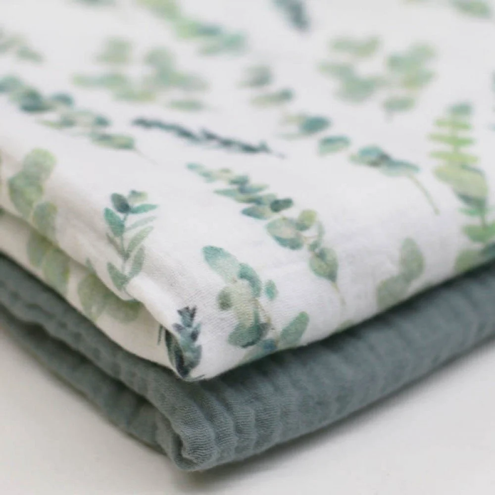 Double Gauze Fabric Digital Print - Eucalyptus Plant Double Gauze Fabric Digital Print - Eucalyptus Plant