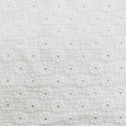 Baumwoll Musselin Stoff Bestickt - Gänseblümchen Ecru