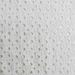 Baumwoll Musselin Stoff Bestickt - Offene Punkte Ecru