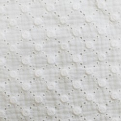 Baumwoll Musselin Stoff Bestickt - Halskette Ecru