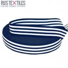 Elastic Tape 40mm Stripe Navy White Elastic Tape 40mm Stripe Navy White