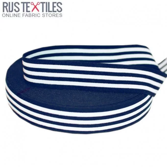 Nastro Elastico 40mm Striscia Marina Bianco - (Nastri)