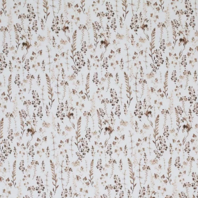 Bomuld Poplin Stof Digital Trykt - Tørrede Blomster Lysebrun Bomuld Poplin Stof Digital Trykt - Tørrede Blomster Lysebrun - (Bomuld Poplin Print )