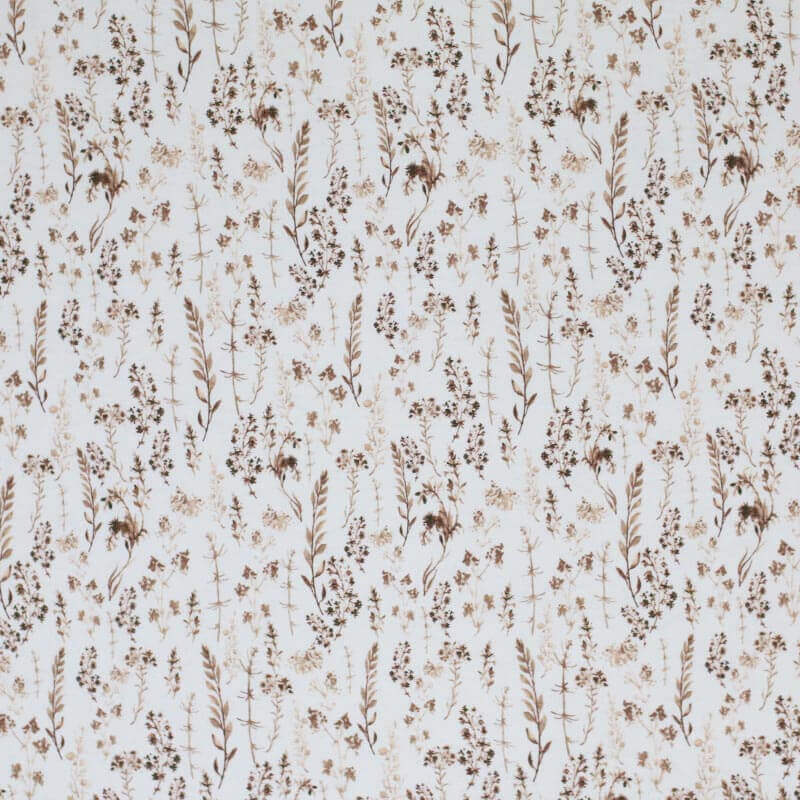 Poplin Katoen Digitale Print - Gedroogde Bloemen Licht Bruin