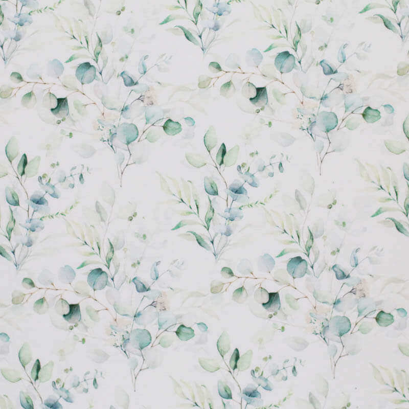 Poplin Katoen Digitale Print - Eucalyptus Boeket