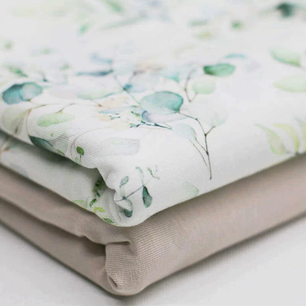 Jersey Katoen Digitale Print - Eucalyptus Boeket