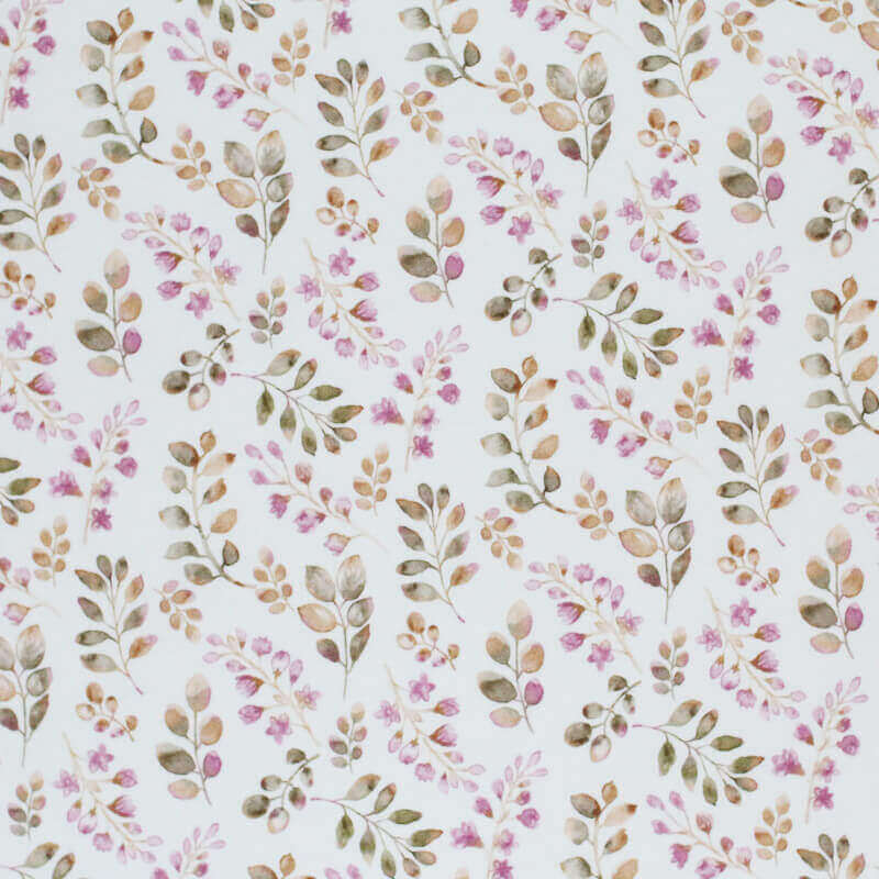 Poplin Katoen Digitale Print - Bladeren Old Mauve