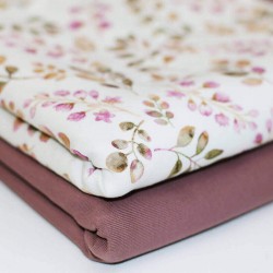 Jersey Cotton Fabric Digital Print - Leaves Old Mauve