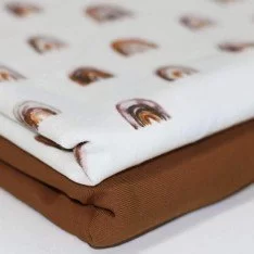 Jersey Di Cotone Stampa Digitale - Mini Arcobaleno Marrone Chiaro