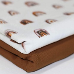 Jersey Cotton Fabric Digital Print - Mini Rainbow Light Brown