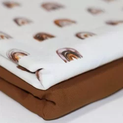 Jersey Di Cotone Stampa Digitale - Mini Arcobaleno Marrone Chiaro Jersey Di Cotone Stampa Digitale - Mini Arcobaleno Marrone Chiaro