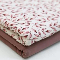 Baumwolljersey Digital - Gemaltes Blatt Altmauve