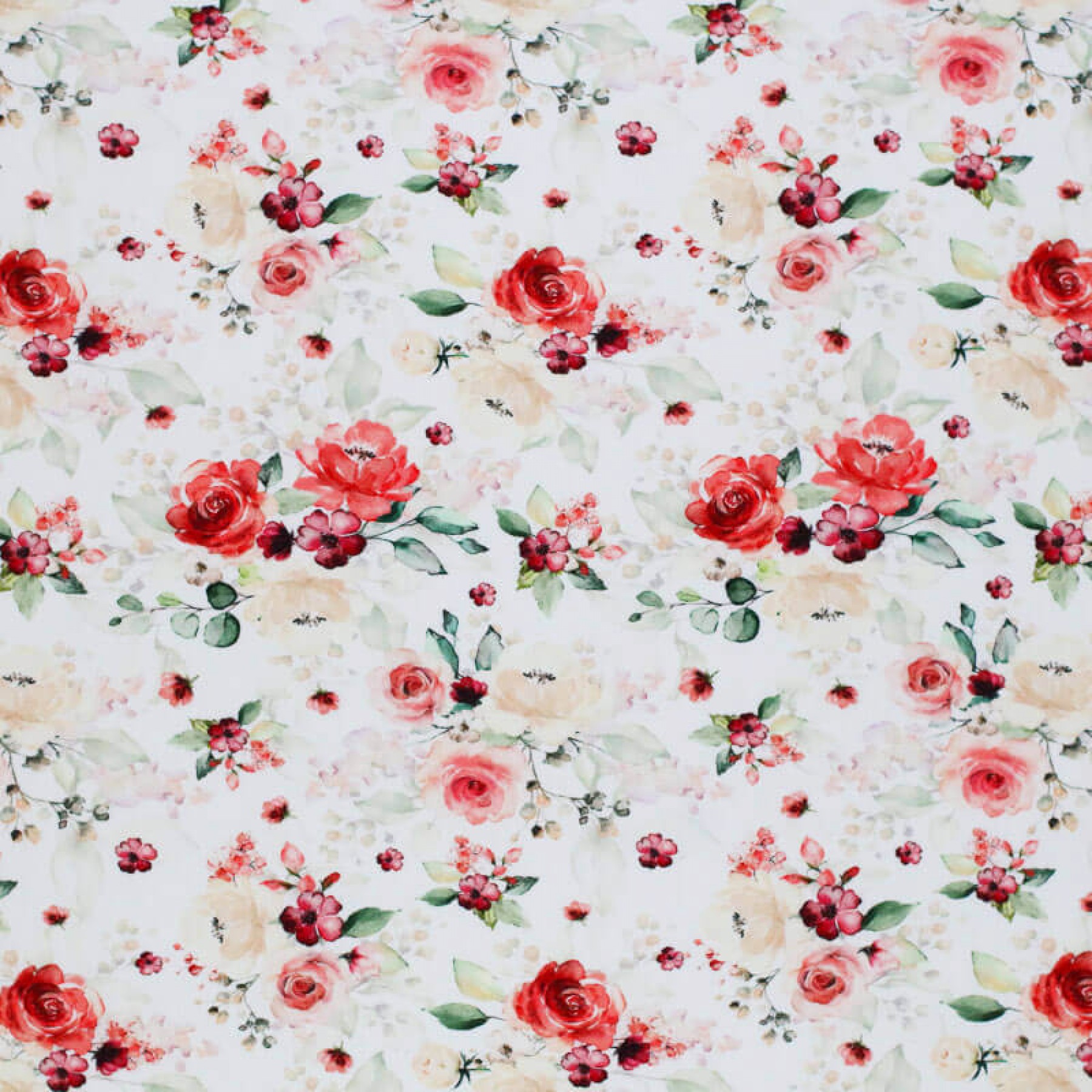 100% Baumwolle Popeline Poplin Stoff Digitaldruck Blumen Rosen Bekleidung Deko 