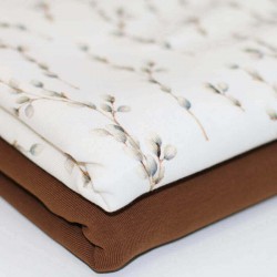 Jersey Cotton Fabric Digital Print - Pussy Willow Branch