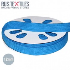 Cordon Plat Ruban En Coton Aqua 12mm