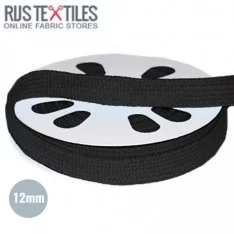 Flat Cotton Cord Black 12mm