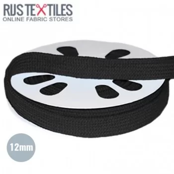 Flat Cotton Cord Black 12mm Flat Cotton Cord Black 12mm