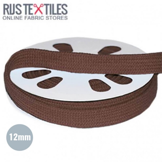 Sznurki Bawełniane Płaskie Brązowy 12mm | Rijs Textiles
