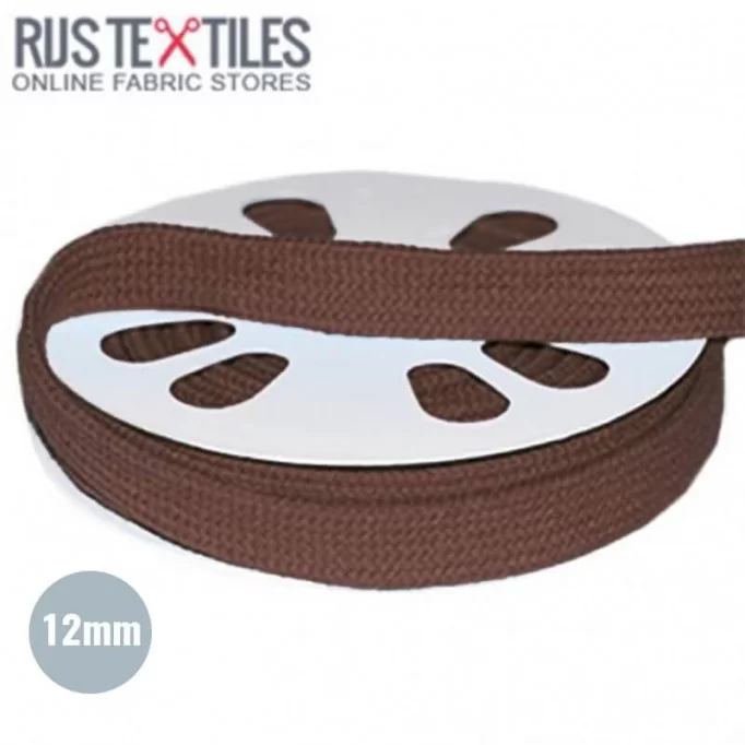 Flat Cotton Cord Brown 12mm - (Cord (Haberdashery))