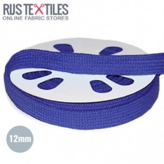 Cordon Plat Ruban En Coton Cobalt 12mm
