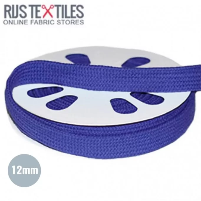 Platte Katoenen Koord Kobalt 12mm - (Koord (Fournituren))