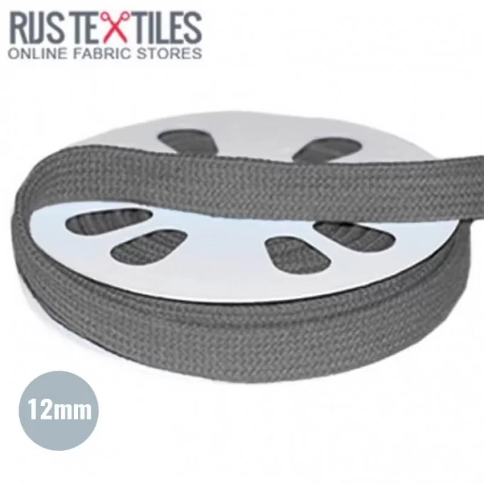 Cordon Plat Ruban En Coton Gris Foncé 12mm - (Cordon (Mercerie))