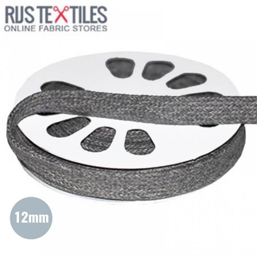 Cordon Plat Ruban En Coton Mêlée Gris Foncé 12mm - (Cordon (Mercerie))