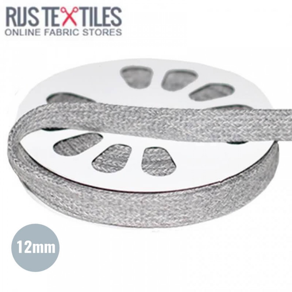 Cordon Plat Ruban En Coton Mêlée Gris Clair 12mm