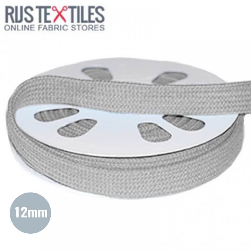 Cordon Plat Ruban En Coton Gris Clair 12mm