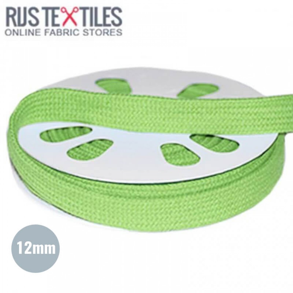 Anoraksnor Flad Bomuld Lime 12mm Anoraksnor Flad Bomuld Lime 12mm