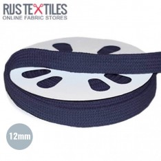 Cordon Plat Ruban En Coton Marine 12mm