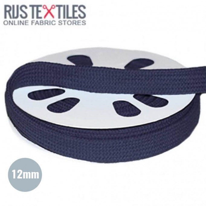 Flat Cotton Cord Navy 12mm - (Cord (Haberdashery))