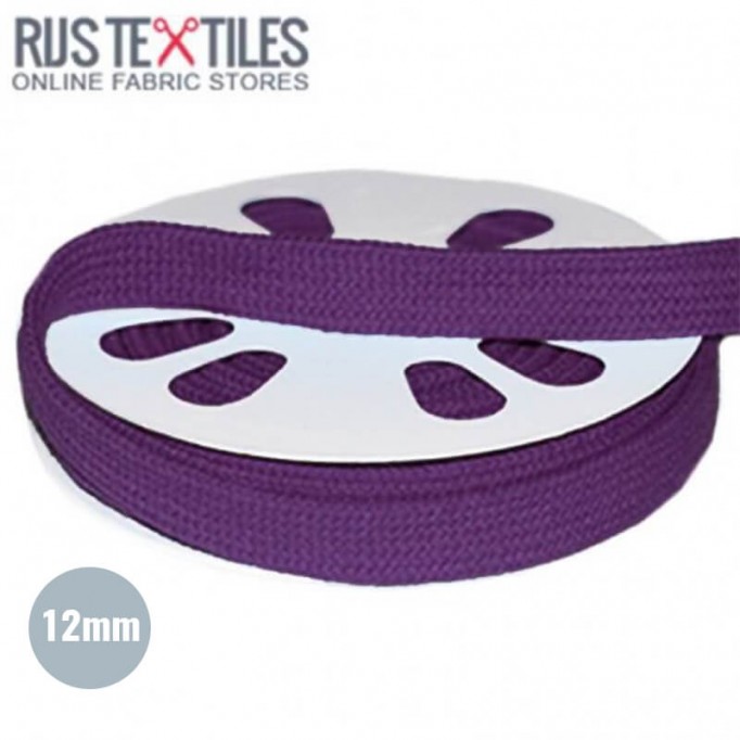 Flat Cotton Cord Purple 12mm - (Cord (Haberdashery))