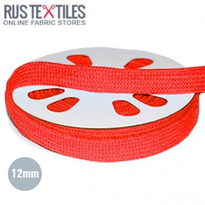Sznurki Bawełniane Płaskie Czerwony 12mm | Rijs Textiles