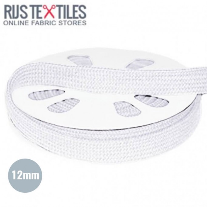 Flat Cotton Cord White 12mm - (Cord (Haberdashery))
