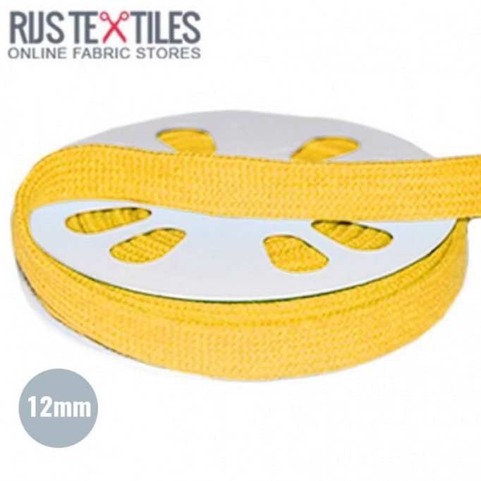 Flat Cotton Cord Yellow 12mm - (Cord (Haberdashery))