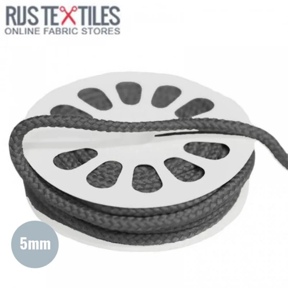 Cordon En Coton Gris Foncé 5mm (au Mètre)