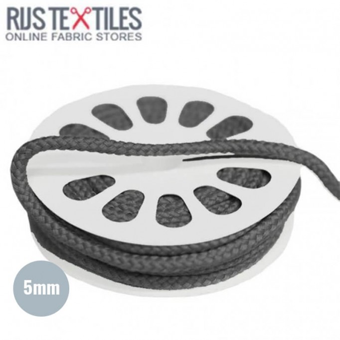 Cotton Cord Dark Grey 5mm (Per Meter) - (Cord (Haberdashery))