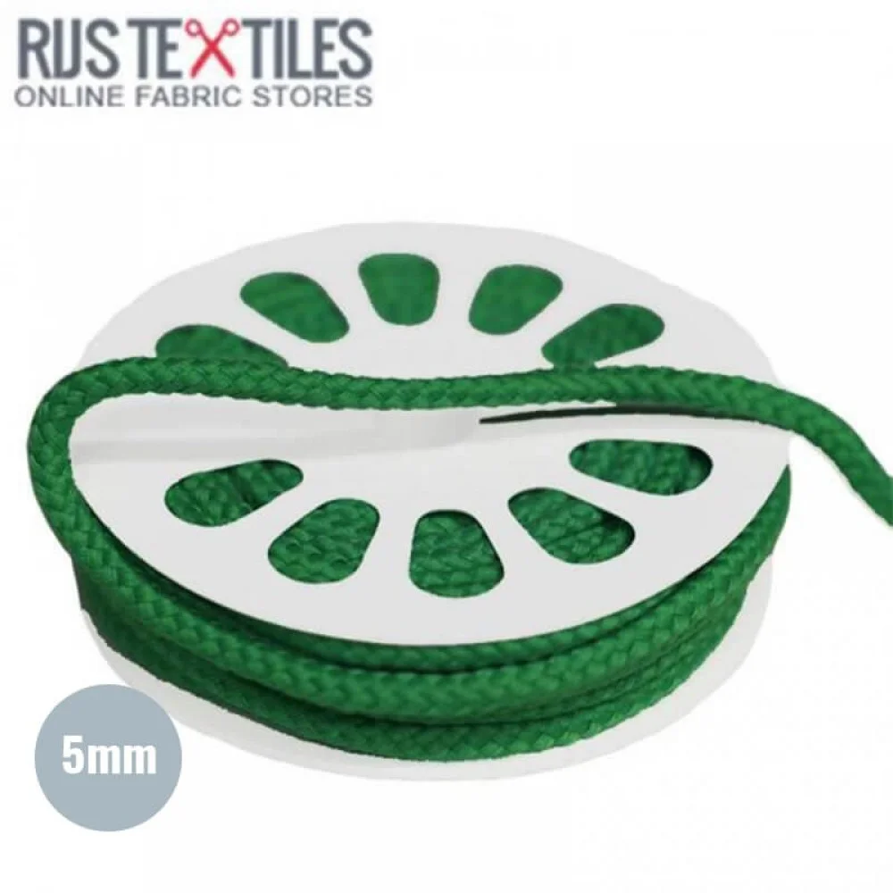Cordon En Coton Vert Herbe 5mm (au Mètre)