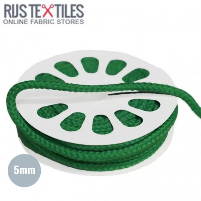 Sznurek Bawełniany Trawiasta Zieleń 5mm (Per Meter) | Rijs Textiles