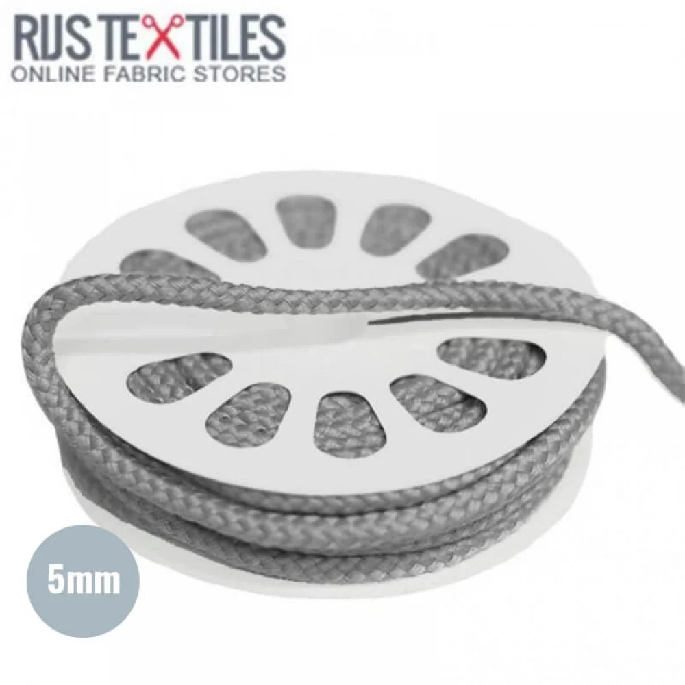 Cordon En Coton Gris Clair 5mm (au Mètre)
