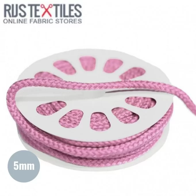 Anoraksnor Bomuld Pink 5mm (Metermål) - (Anoraksnor (Sytilbehør))
