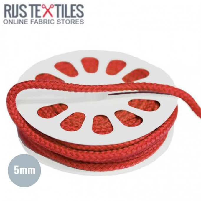 Cotton Cord Red 5mm (Per Meter) - (Cord (Haberdashery))